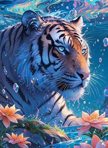 RUIYANMQ 1000 Pieces,Buntes Puzzle,Unregelmäßiges Puzzle Gifts,Animal Tiger Oil Painting,Lernspielzeug Für Erwachsene,Gedächtnis Spiele Für Erwachsene,Home Decor,Dx262Zp von RUIYANMQ