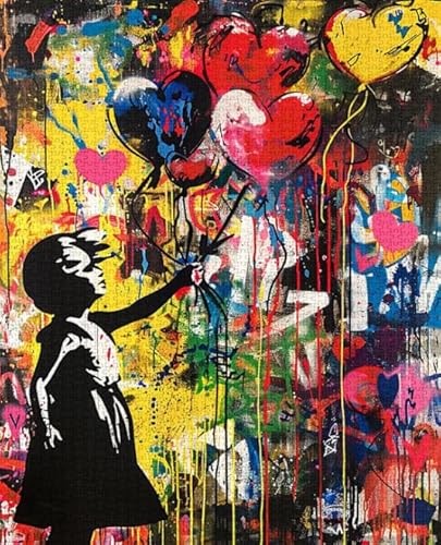 RUIYANMQ 1000 Pieces,Buntes Puzzle,Unregelmäßiges Puzzle Gifts,Banksyss Street Art Graffiti Painitng,Gedächtnis Spiele Für Erwachsene,Spielzeug Zum Stressabbau Für Die Ganze Familie,Dx213Zp von RUIYANMQ