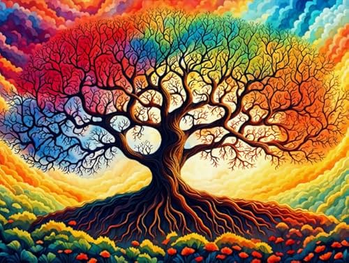RUIYANMQ 1000 Pieces,Buntes Puzzle,Unregelmäßiges Puzzle Gifts,Colorful Abstract Tree Posters,Stressabbau-Spiele Für Die Familie,Lustiges Herausforderungs Spielzeug Für Erwachsene,Dx26Zp von RUIYANMQ