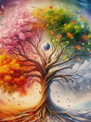 RUIYANMQ 1000 Pieces,Buntes Puzzle,Unregelmäßiges Puzzle Gifts,Colorful Abstract Tree Posters,Stressabbau-Spiele Für Die Familie,Lustiges Herausforderungs Spielzeug Für Erwachsene,Dx27Zp von RUIYANMQ