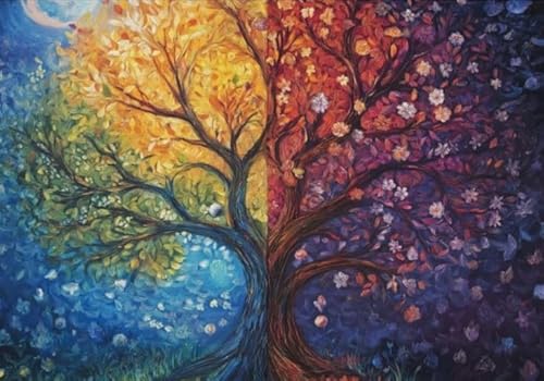 RUIYANMQ 1000 Pieces,Buntes Puzzle,Unregelmäßiges Puzzle Gifts,Colorful Abstract Tree Posters,Stressabbau-Spiele Für Die Familie,Lustiges Herausforderungs Spielzeug Für Erwachsene,Dx30Zp von RUIYANMQ