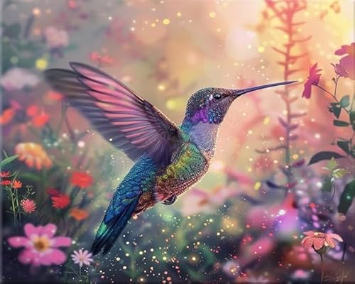 RUIYANMQ 1000 Pieces,Buntes Puzzle,Unregelmäßiges Puzzle Gifts,Colourful Hummingbirds Painting,Abstract Adult's Lernspielzeug Für Die Ganze Familie,Wall Art Dx202Zp von RUIYANMQ