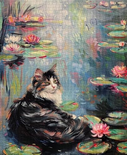 RUIYANMQ 1000 Pieces,Buntes Puzzle,Unregelmäßiges Puzzle Gifts,Cute Cat Oil Painting Posters,Gedächtnis Spiele Für Erwachsene,Spielzeug Zum Stressabbau Für Die Ganze Familie,Dx300Zp von RUIYANMQ