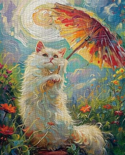 RUIYANMQ 1000 Pieces,Buntes Puzzle,Unregelmäßiges Puzzle Gifts,Cute Cat Oil Painting Posters,Gedächtnis Spiele Für Erwachsene,Spielzeug Zum Stressabbau Für Die Ganze Familie,Dx301Zp von RUIYANMQ