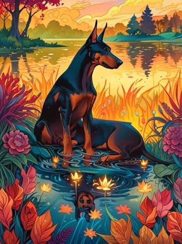 RUIYANMQ 1000 Pieces,Buntes Puzzle,Unregelmäßiges Puzzle Gifts,Dobermans Fog Oil Painting,Spielzeug Zur Stressreduzierung Für Die Familie,Herausforderungs Spiel Für Erwachsenes,Dx229Zp von RUIYANMQ