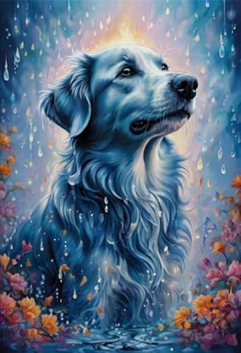 RUIYANMQ 1000 Pieces,Buntes Puzzle,Unregelmäßiges Puzzle Gifts,Goldens Retrievers,Abstract Art,Lustige Gedächtnis- Und Wahrnehmungs Spiele,Stressabbau-Spielzeug Für Die Familie,Dx242Zp von RUIYANMQ