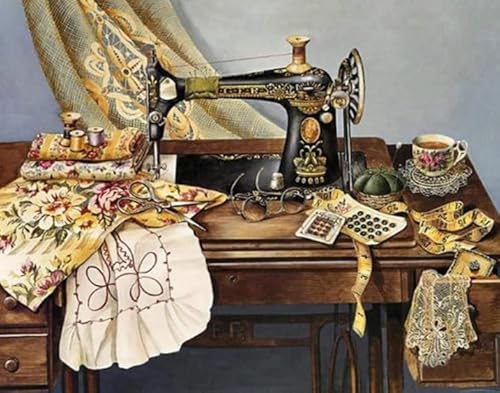 RUIYANMQ 1000 Pieces,Buntes Puzzle,Unregelmäßiges Puzzle Gifts,Retro Sewing Machines Oil Painting,Family Fun Challenge Toys,Gedächtnis- Und Wahrnehmungs Spiele Für Ältere Menschen,Dx223Zp von RUIYANMQ