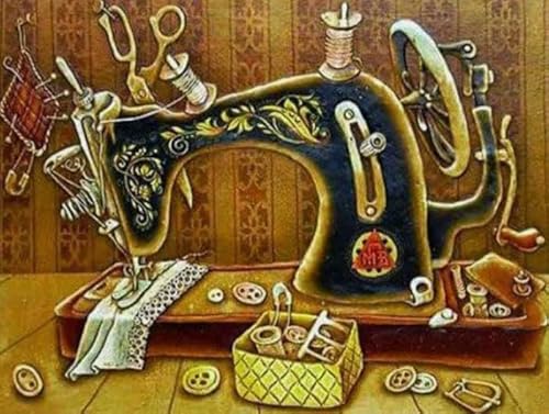 RUIYANMQ 1000 Pieces,Buntes Puzzle,Unregelmäßiges Puzzle Gifts,Retro Sewing Machines Oil Painting,Family Fun Challenge Toys,Gedächtnis- Und Wahrnehmungs Spiele Für Ältere Menschen,Dx227Zp von RUIYANMQ