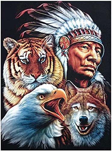 RUIYANMQ Holzpuzzle 1000 Stück Indianer Und Adler Tiger Wolf Puzzles Lernspielzeug Für Erwachsene Geburtstagsgeschenk Zy72Tm von RUIYANMQ