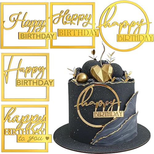 Happy Birthday Tortendeko Geburtstag Kuchen Deko Spiegel Gold Acryl Tortenaufleger Torten Deko Happy Birthday Cake Topper Kuchendeko Geburtstagsdeko Cupcake Topper Cake Decoration Torten Zubehör, 5pcs Happy Birthday Tortendeko Geburtstag Kuchen Deko Spiegel Gold Acryl Tortenaufleger Torten Deko Happy Birthday Cake Topper Kuchendeko Geburtstagsdeko Cupcake Topper Cake Decoration Torten Zubehör, 5pcs von RUIYDZ