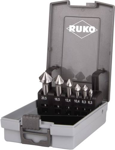 RUKO 102152RO Kegelsenker-Set 6teilig 6.3 mm, 8.3 mm, 10.4 mm, 12.4 mm, 16.5 mm, 20.5mm HSS Zylinder von RUKO