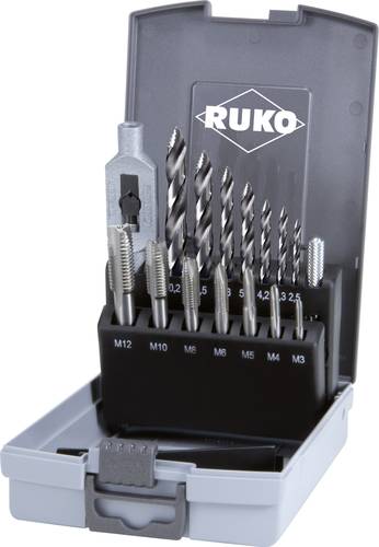 RUKO 259004RO Handgewindebohrer-Set 15teilig M3 - M12 DIN 352, DIN 338 HSS 1 Set von RUKO