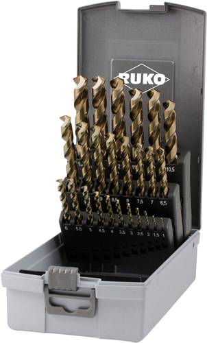 RUKO 228215RO HSSE-Co 5 Metall-Spiralbohrer-Set 25teilig DIN 338 3-Flächenschaft 1 Set von RUKO