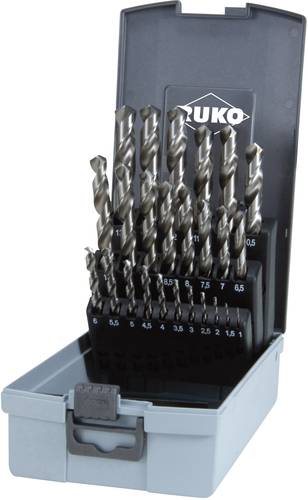 RUKO 214215RO HSS-G Metall-Spiralbohrer-Set 25teilig DIN 338 Zylinderschaft 1 Set von RUKO