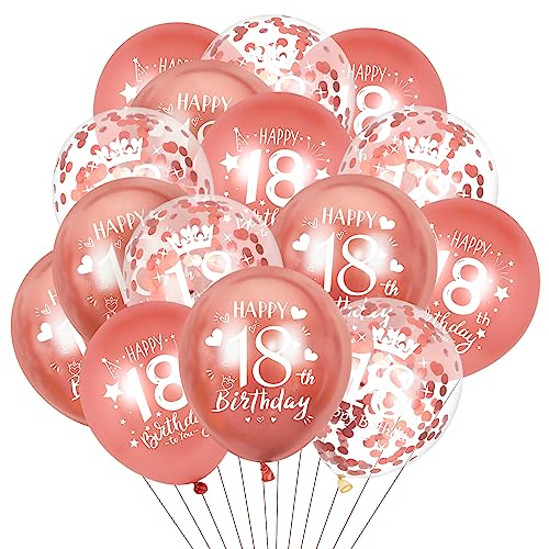 18. Geburtstag Luftballons,15 Pcs Roségold 18. Geburtstag Luftballons, Roségold 18. Geburtstag Party Dekorationen Luftballons für Mädchen Jungen 18. Geburtstag Jahrestag Dekoration von RUMIA