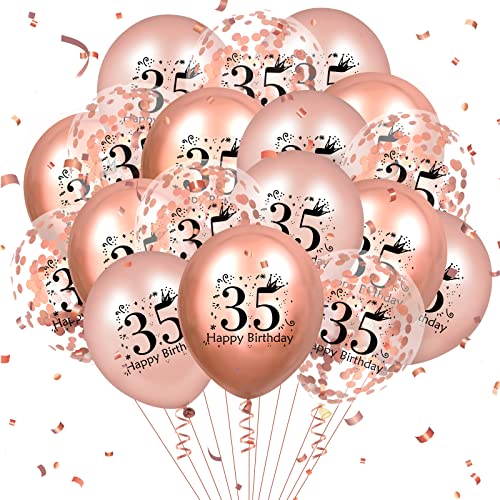 35. Geburtstag Ballons 18 Pcs Rose Gold alles Gute zum 35. Geburtstag Latex-Ballons für Männer Frauen 35. Jahrestag Geburtstag Party Dekorationen Rose Gold Ballons Geburtstag Dekor Zubehör12 Zoll von RUMIA