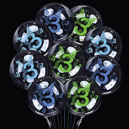 Luftballon 3.Geburtstag Mädchen Junge Deko 9pcs Transparente BoBo Ballons-3 Jahre Geburtstagsdeko Happy Birthday Kindergeburtstag für Mädchen Junge Kinder 3 Jubiläum Geburtstag Party Dekoration Zahl 3 von RUMIA