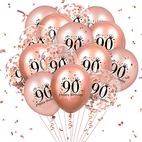 Luftballons zum 90. Geburtstag, 18 Stück, Roségold, Luftballons zum 90. Geburtstag, Roségold, 90. Geburtstag, Party-Dekorationen für Frauen, Männer, 90. Geburtstag, Jahrestag, 30,5 cm Luftballons zum 90. Geburtstag, 18 Stück, Roségold, Luftballons zum 90. Geburtstag, Roségold, 90. Geburtstag, Party-Dekorationen für Frauen, Männer, 90. Geburtstag, Jahrestag, 30,5 cm von Onetobye