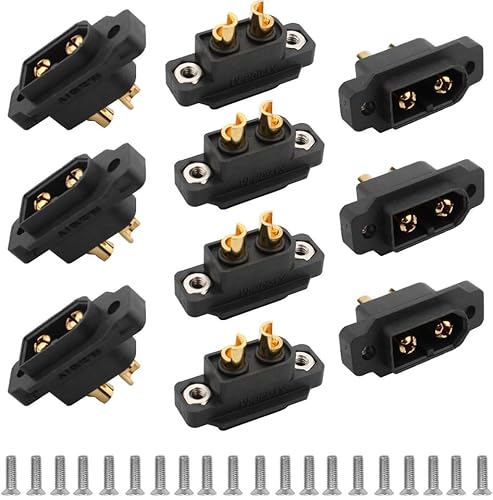 RUNCCI-YUN 10Paar XT60E-M XT-60 Stecker Männlich XT60E-M Einbaustecker lipo Batterie anschlüsse 2Pin Connector Kabelstecker für Modelle DIY(Schwarz) von RUNCCI-YUN