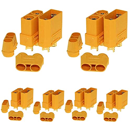 RUNCCI-YUN 12 Stücke 6Paar XT90 stecker,XT90Männlich Weiblich Connector,XT90H Battery Plugs for RC Lipo Battery Helicopter Quadcopter(6 Stück XT60H Stecker + 6Stück XT60H Buchse) mit Isolierhülle von RUNCCI-YUN