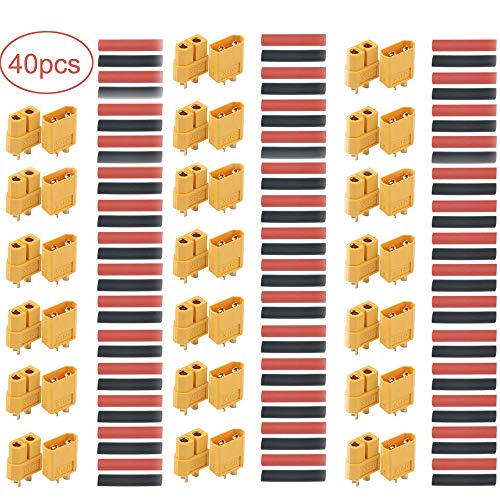 RUNCCI-YUN 40 Stück (20 Paar) XT60 Connector -XT60 Männlich Weiblich Rundstecker Stecker - Hochstrom Stecker für RC Lipo Akku von RUNCCI-YUN