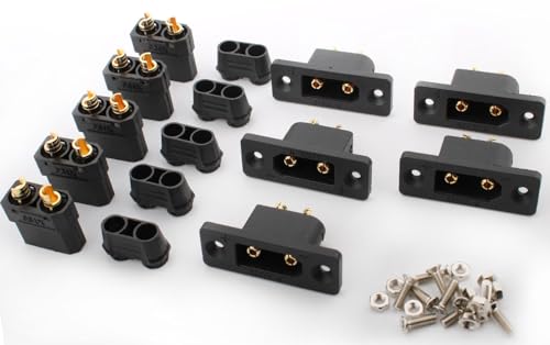 RUNCCI-YUN 5Paar XT90E-M montierbarer Einbaustecker + 5Paar XT90H Stecker mit Schrauben für Lipo Akku XT90 Stecker 2Pin für RC FPV Lipo Akku RC Quadcopter von RUNCCI-YUN