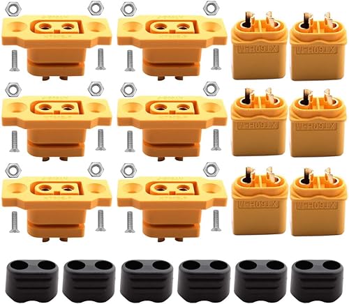 RUNCCI-YUN 6Paar XT60E-F Buchse Hochstrom Einbaustecker + XT60H Stecker mit Schrauben für Lipo Akku XT-60 Stecker 2Pin für RC FPV Lipo Akku RC Quadcopter von RUNCCI-YUN