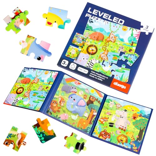 RUNEAY Magnet Puzzle ab 3 Jahre, Magnetspiel ab 3 Puzzle Kinderpuzzle Magnet Puzzle Tier, Magnetpuzzle Lernspielzeug für Kinder, Reisespiele und Reisespielzeug für Kinder ab 3 von RUNEAY