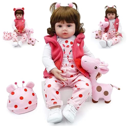 RUNGQIANY Realistic Baby Dolls 22 Zoll 55 cm Reborn Baby Doll Soft Silicone Vinyl Reborn Baby Newborn Boy Girl Toy Lifelike Reborn Baby Dolls Handmade Reborn Baby Toddler 60 cm（Reborn Baby Puppe） von RUNGQIANY