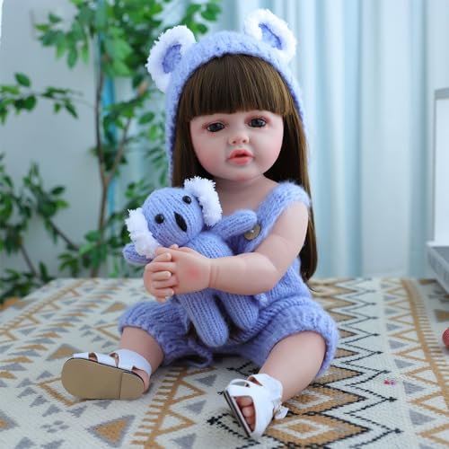 RUNGQIANY Realistico Vinile Silicone Morbido 22 Zoll 55 cm Reborn Baby Dolls Full Body Silicone Reborn Baby MäDchen,Jungen Und MäDchen Spielzeug-Geschenk Reborn Dolls Girl(Reborn Baby Puppe) von RUNGQIANY