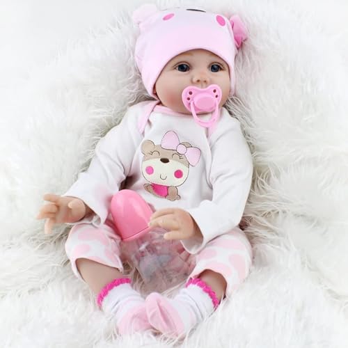 RUNGQIANY Silicone Reborn Dolls 22 Inch 55cm Soft Silicone Vinyl Reborn Toddler Dolls Handmade Baby Reborn Xmas Gift Cheap Reborn Dolls Toy Gift Real Life Dolls Toddler (Reborn Babies 22") von RUNGQIANY