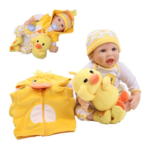Realistische Neugeborene Baby Puppen,Gelbes Baby-Puppe-Set mit Stofftier-Enten, 50 cm Gelbes Baby-Puppen-Set mit Plüschtier, Spielzeug und Kleidung Geburtstagsgeschenk Set für Kinder Alter 3+ Realistische Neugeborene Baby Puppen,Gelbes Baby-Puppe-Set mit Stofftier-Enten, 50 cm Gelbes Baby-Puppen-Set mit Plüschtier, Spielzeug und Kleidung Geburtstagsgeschenk Set für Kinder Alter 3+ von RUNGQIANY