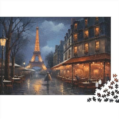 2023 Hölzern Puzzle Abend in Paris, Familienurlaub-Puzzle 1000 Teile Puzzles, Frankreich Puzzles,Hausdekoration, Erwachsene von RUNPAW