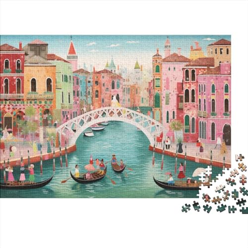 2023 Hölzern Puzzle Venedig, Familienurlaub-Puzzle 1000 Teile Puzzles, Bunte Bilder Puzzles,Hausdekoration, Erwachsene von RUNPAW