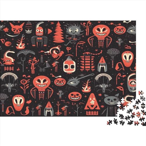 Hölzern Puzzle Halloween Elemente 300 Piece Puzzle for Adults and Children Aged 14 and Over, Puzzle with Horror 300pcs (40x28cm) von RUNPAW