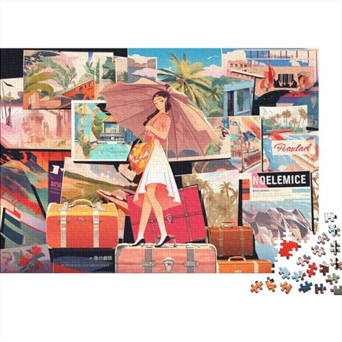 Hölzern Puzzle - Vintage Reiseplakate - 1000 Teile Puzzle Für Erwachsene, Holzpuzzle Mit Berühmte Landschaft von RUNPAW