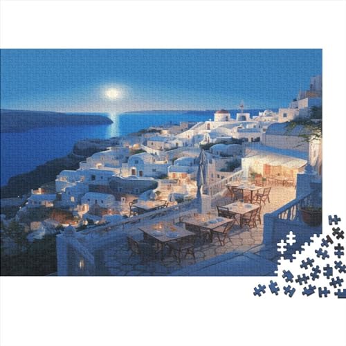 Puzzle 1000 Teile Abend auf Santorini - Farbenfrohes Puzzle Für Erwachsene in Bewährter Qualität (Griechenland) 300pcs (40x28cm) von RUNPAW
