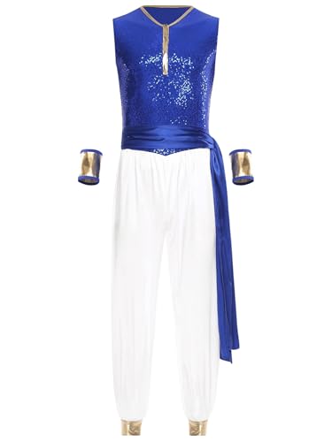RUNQHUI Erwachsene Herren Arabischer Prinz Kostüm Glitzernde Pailletten Jumpsuit Hosenanzug Hippie Karneval Fasching Kostüm Königsblau L RUNQHUI Erwachsene Herren Arabischer Prinz Kostüm Glitzernde Pailletten Jumpsuit Hosenanzug Hippie Karneval Fasching Kostüm Königsblau L von RUNQHUI
