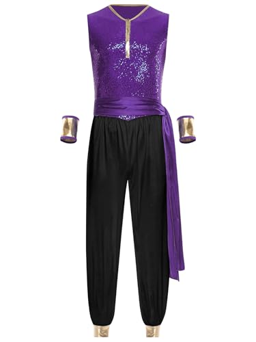 RUNQHUI Erwachsene Herren Arabischer Prinz Kostüm Glitzernde Pailletten Jumpsuit Hosenanzug Hippie Karneval Fasching Kostüm Lila Schwarz L RUNQHUI Erwachsene Herren Arabischer Prinz Kostüm Glitzernde Pailletten Jumpsuit Hosenanzug Hippie Karneval Fasching Kostüm Lila Schwarz L von RUNQHUI