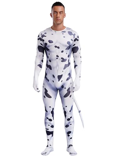 RUNQHUI Herren 3D Tier Muskel Muster Jumpsuit Mit Schwanz Tier Overall Kostüm Full Bodysuit Halloween Fasching Kostüm Typ C L RUNQHUI Herren 3D Tier Muskel Muster Jumpsuit Mit Schwanz Tier Overall Kostüm Full Bodysuit Halloween Fasching Kostüm Typ C L von RUNQHUI