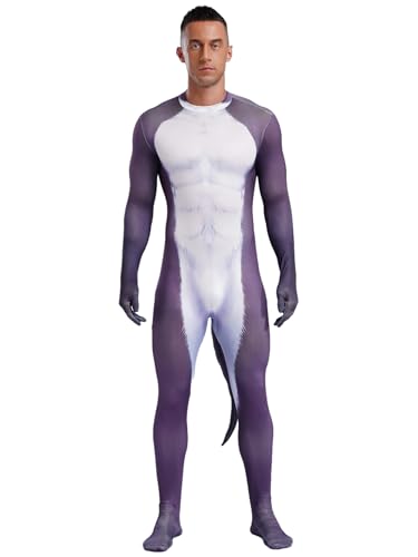 RUNQHUI Herren 3D Tier Muskel Muster Jumpsuit Mit Schwanz Tier Overall Kostüm Full Bodysuit Halloween Fasching Kostüm Typ J XL RUNQHUI Herren 3D Tier Muskel Muster Jumpsuit Mit Schwanz Tier Overall Kostüm Full Bodysuit Halloween Fasching Kostüm Typ J XL von RUNQHUI