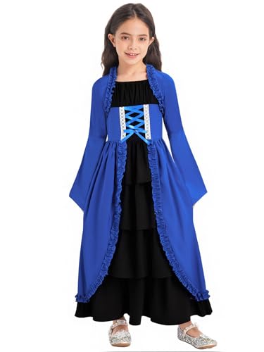 RUNQHUI Kinder Mädchen Mittelalterliches Kleid Renaissance Prinzessin Kleid Vintage Retro Maxikleid Mit Trompetenärmel Halloween Karneval Fasching Königsblau 170 RUNQHUI Kinder Mädchen Mittelalterliches Kleid Renaissance Prinzessin Kleid Vintage Retro Maxikleid Mit Trompetenärmel Halloween Karneval Fasching Königsblau 170 von RUNQHUI