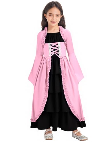 RUNQHUI Kinder Mädchen Mittelalterliches Kleid Renaissance Prinzessin Kleid Vintage Retro Maxikleid Mit Trompetenärmel Halloween Karneval Fasching Rosa 158-164 RUNQHUI Kinder Mädchen Mittelalterliches Kleid Renaissance Prinzessin Kleid Vintage Retro Maxikleid Mit Trompetenärmel Halloween Karneval Fasching Rosa 158-164 von RUNQHUI