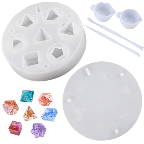7 Typen DND Würfel Silikonform Gießform, Würfel Epoxidharz Formen, Polyedrische Spielwürfel Gießharz Formen, Silikonformen Würfelformen Set mit Zahlen, Harz Würfelform für D&D RPG MTG Tischspiele 7 Typen DND Würfel Silikonform Gießform, Würfel Epoxidharz Formen, Polyedrische Spielwürfel Gießharz Formen, Silikonformen Würfelformen Set mit Zahlen, Harz Würfelform für D&D RPG MTG Tischspiele von RUNQIN OUTDOOR