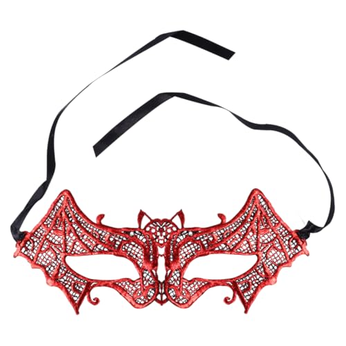 RUNROTOO Party Rot 1 Stk Fledermaus-Augenmaske aus heißer roter Spitze Karneval für Frauen -Halbmaske Fledermaus Maske Cosplay-Maske bilden Augenbinde Festival-Zubehör -Maske von RUNROTOO