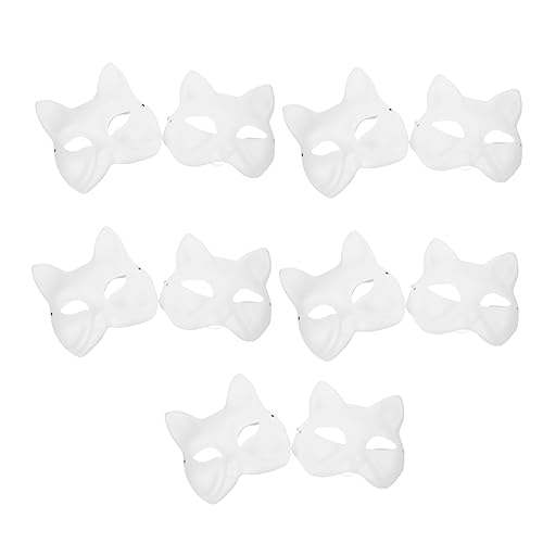 RUNROTOO 10St Fuchs-Zellstoff-Maske Halloween-Kostüme für Männer Party-Gesichtsmaske halloween schminke halloween make up kleider bemalbare Gesichtsmaske leere Maske Tier von RUNROTOO