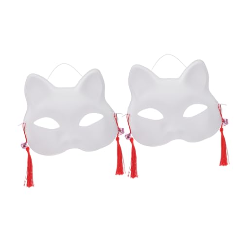 RUNROTOO Decorative Mask 2st Fuchs Nudeln Kleidung Halloween Weiß Japan Kind Plastik Halloween Prop von RUNROTOO
