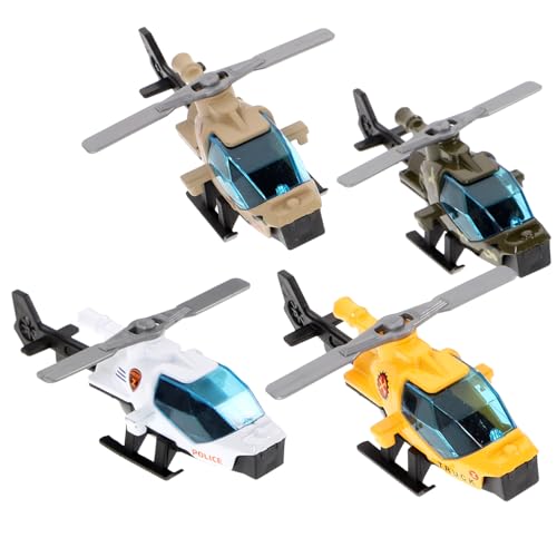 RUNROTOO 4 Flugzeugmodell für Kinder Spielzeughubschrauber aus Metall Fliegende Flugzeuge kinderspielzeug Spielzeug für Kinder Tischminiaturen Spielset für Kinder Flugzeugspielzeug von RUNROTOO