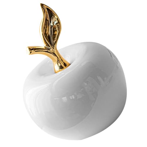 RUNROTOO Keramik-Apfel-Ornament Mini kristall Apfel Weihnachtsäpfelfiguren Geschenk Äpfel schmücken Äpfel-Skulptur Modellieren Kunsthandwerk falsches Obst Dekorationen Weiß von RUNROTOO