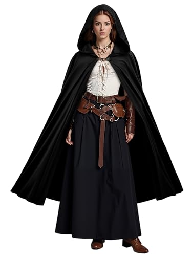 RUODON Mittelalterlicher Kapuzenumhang für Damen und Herren, Vintage-Umhang mit Kapuze für Halloween, Renaissance, Mittelalter, Cosplay RUODON Mittelalterlicher Kapuzenumhang für Damen und Herren, Vintage-Umhang mit Kapuze für Halloween, Renaissance, Mittelalter, Cosplay von RUODON